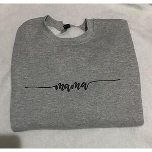 Mama Sweatshirt Crewneck Pullover Top, Women's Casual Gray Sweater